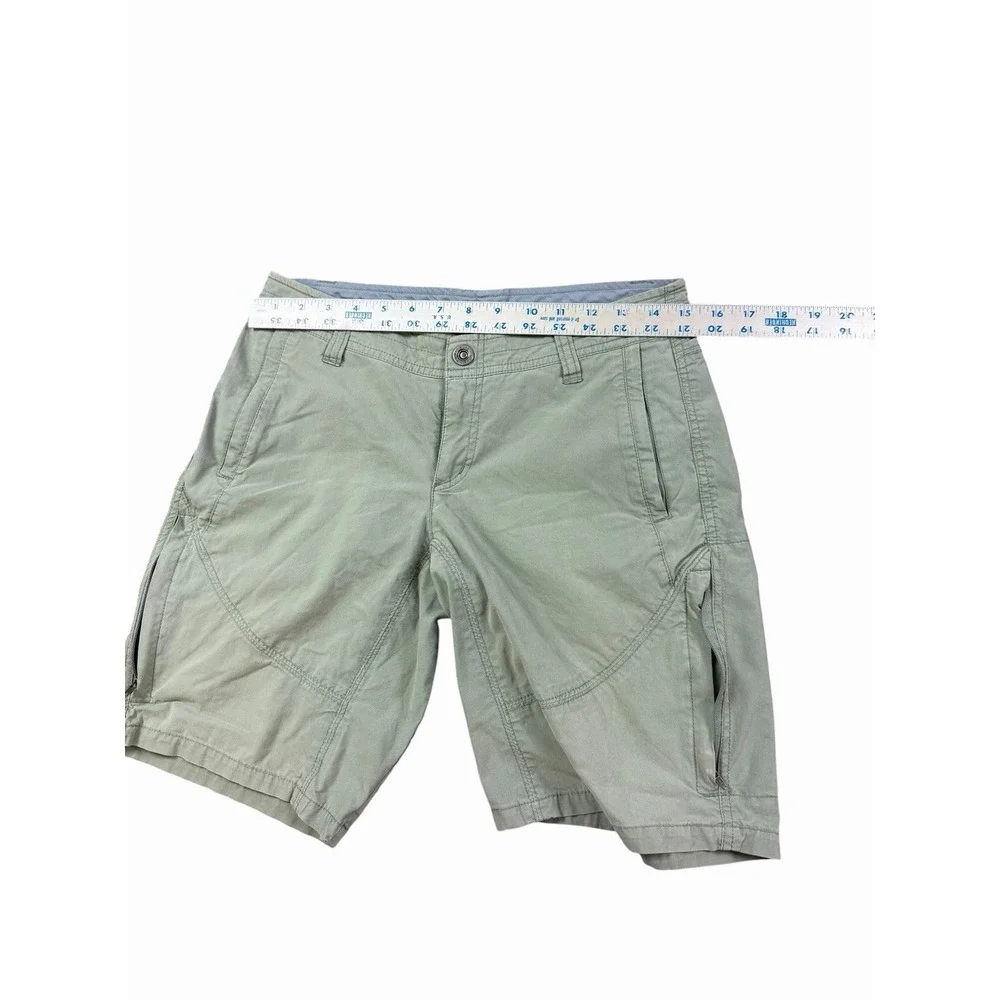 Kuhl Cargo Shorts Womens Size 4 Green Hiking Camping Zipper Pockets